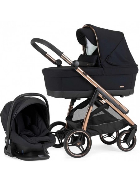Bebecar Wei Complete Travel System + Lie Flat Car Seat & Raincover-Soft Black And Free Folding Stand Bebecar