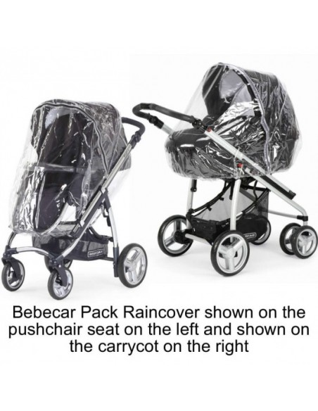 Bebecar Wei Complete Travel System + Lie Flat Car Seat & Raincover-Soft Black And Free Folding Stand Bebecar