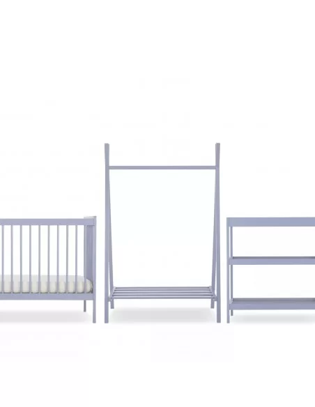 CuddleCo Nola 3pc Set Changing Table, Cot Bed and Clothes Rail-Flint Blue Cuddle Co