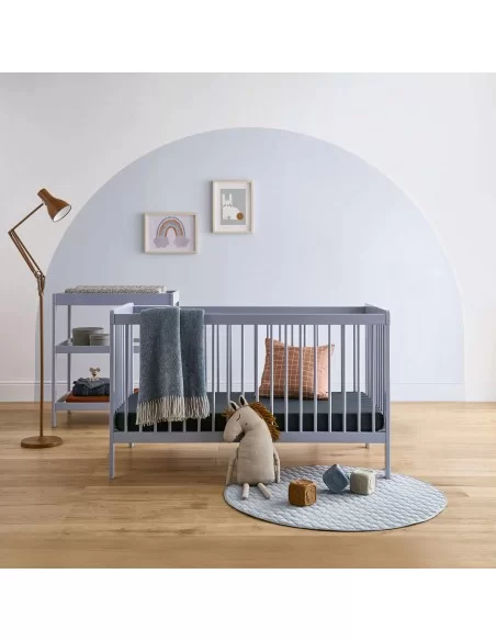 CuddleCo Nola 2pc Set Changing Table and Cot Bed-Flint Blue Cuddle Co