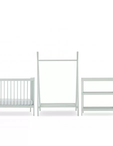 CuddleCo Nola 3pc Set Changing Table, Cot Bed and Clothes Rail-Sage Green Cuddle Co