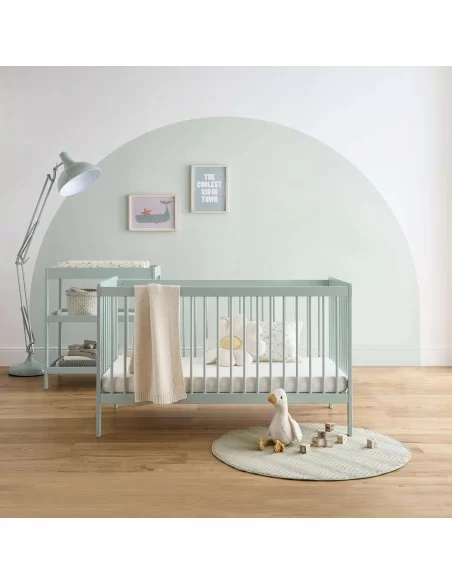 CuddleCo Nola 2pc Set Changing Table and Cot Bed-Sage Green Cuddle Co