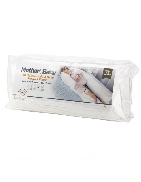 Mother&Baby GOTS Organic Cotton 12ft Deluxe Baby and Body Support Pillow-White Mother&Baby
