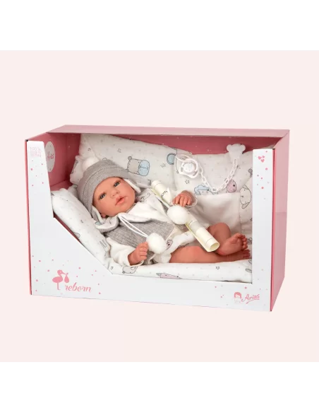 Arias Toy Vega Reborn Doll With Blanket 40cm-Grey Arias Toys
