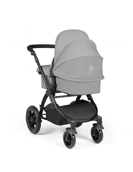 Ickle Bubba Stomp Luxe Black Frame All in One Premium i-Size Travel System With Isofix Base-Pearl Grey/Black Handle Ickle Bubba