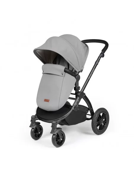 Ickle Bubba Stomp Luxe Black Frame All in One Premium i-Size Travel System With Isofix Base-Pearl Grey/Black Handle Ickle Bubba