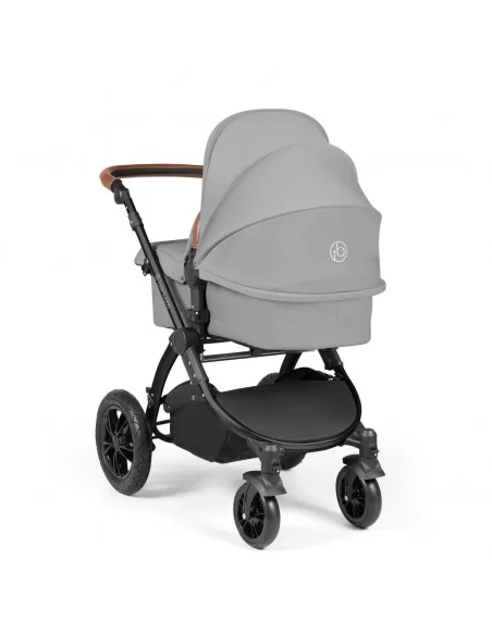 Ickle Bubba Stomp Luxe Black Frame All in One Premium i-size Travel System With Isofix Base-Pearl Grey/Tan Handle Ickle Bubba