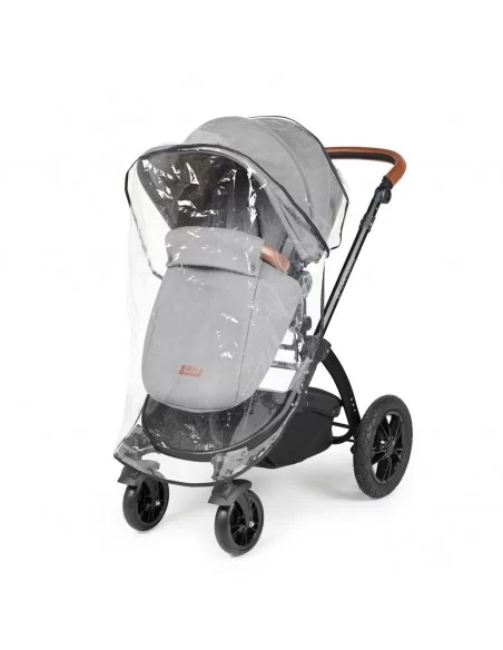 Ickle Bubba Stomp Luxe Black Frame All in One Premium i-size Travel System With Isofix Base-Pearl Grey/Tan Handle Ickle Bubba