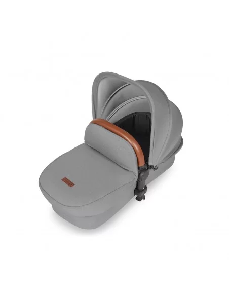 Ickle Bubba Stomp Luxe Black Frame All in One Premium i-size Travel System With Isofix Base-Pearl Grey/Tan Handle Ickle Bubba