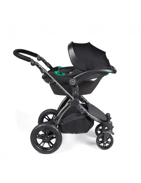 Ickle Bubba Stomp Luxe Black Frame All in One Premium i-Size Travel System With Isofix Base-Pearl Grey/Black Handle Ickle Bubba