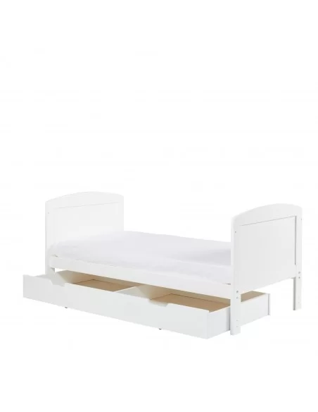 Ickle Bubba Coleby Scandi Classic Cot Bed And Under Drawer-White And Under Drawer With Fibre Mattress Ickle Bubba