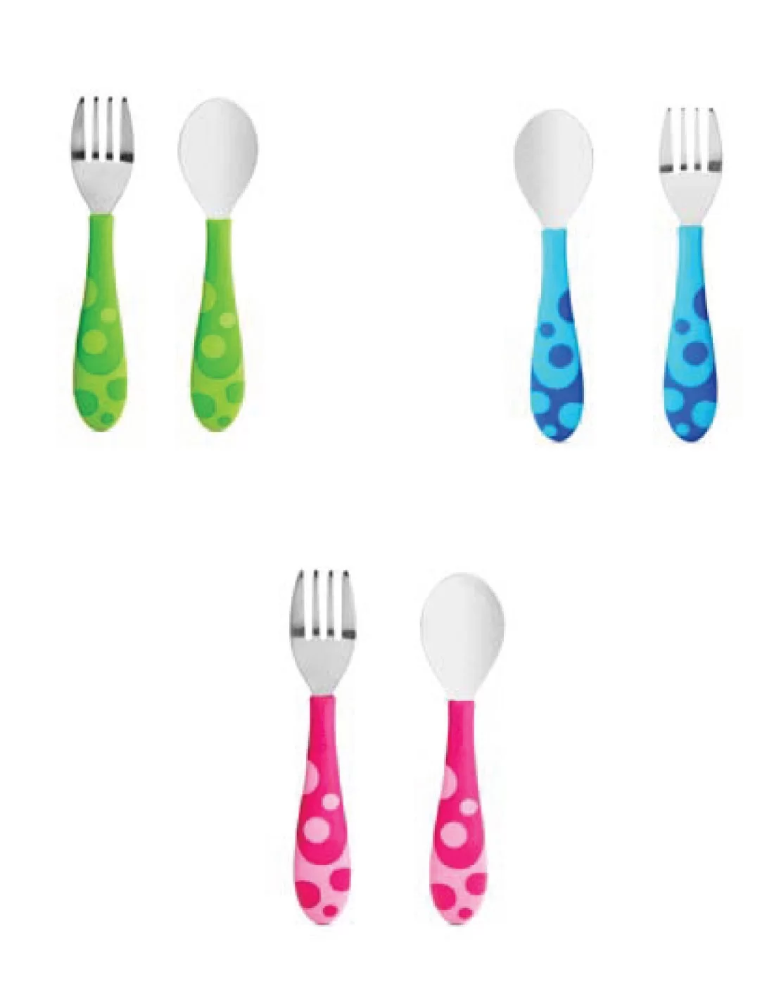 Munchkin Raise 4 Pack Toddler Fork and Spoon, Pink/Purple, 12+