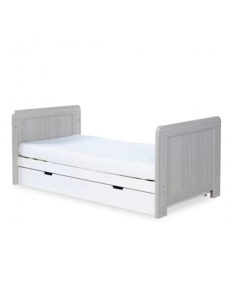 Ickle Bubba Pembrey Cot Bed And Under Drawer-Ash Grey/White Ickle Bubba