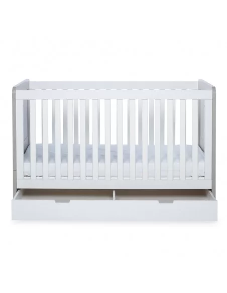 Ickle Bubba Pembrey Cot Bed And Under Drawer-Ash Grey/White Ickle Bubba