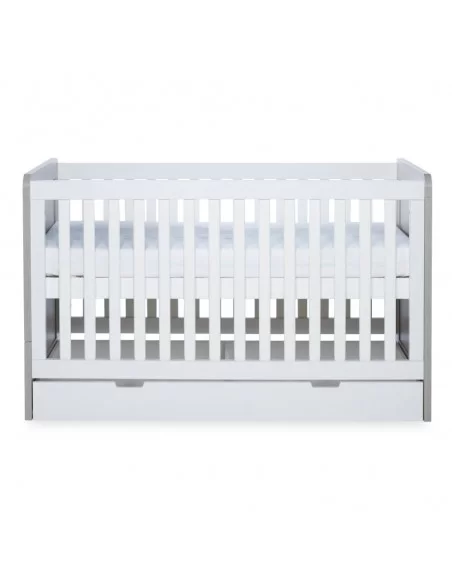 Ickle Bubba Pembrey Cot Bed And Under Drawer-Ash Grey/White Ickle Bubba