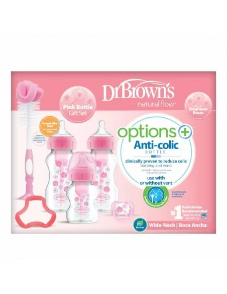 Dr Brown's Options + Gift Set Wide Neck-Pink Dr Browns