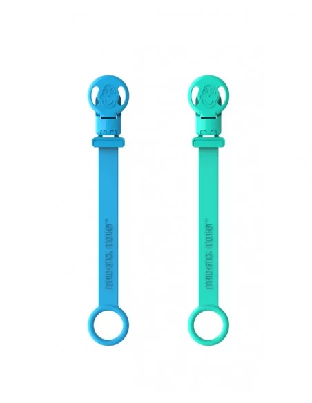 Matchstick Monkey Double Soother Clip-Blue/Green Matchstick Monkey