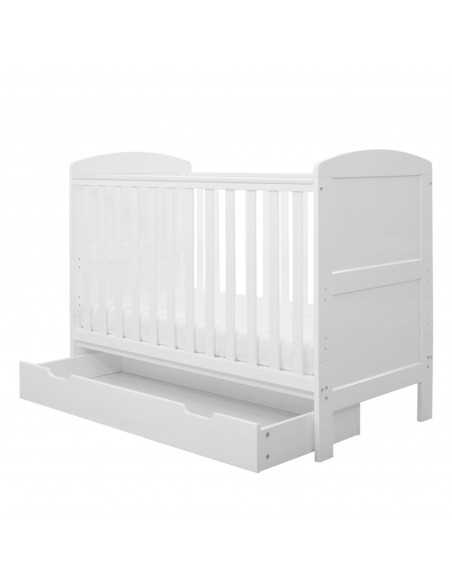 Ickle Bubba Coleby 120 Mini Cot Bed Under Drawer-White Ickle Bubba