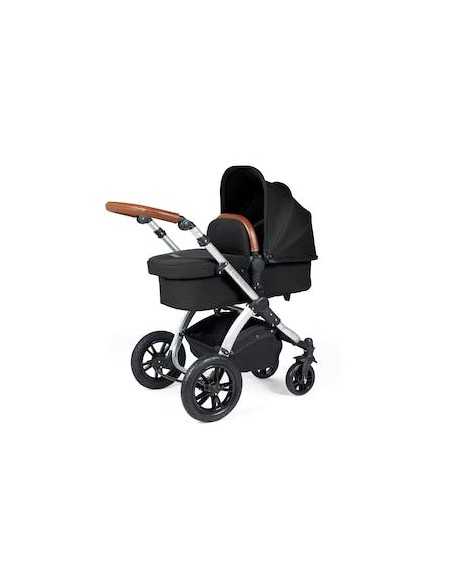 Ickle Bubba Stomp Luxe Silver Frame 2in1 Travel System-Midnight/Tan Handle Ickle Bubba