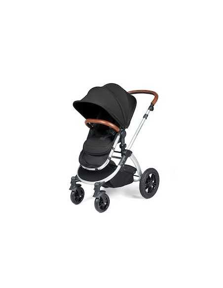 Ickle Bubba Stomp Luxe Silver Frame 2in1 Travel System-Midnight/Tan Handle Ickle Bubba