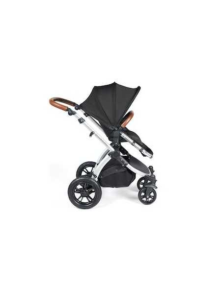 Ickle Bubba Stomp Luxe Silver Frame 2in1 Travel System-Midnight/Tan Handle Ickle Bubba