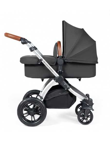 Ickle Bubba Stomp Luxe Silver Frame 2in1 Travel System-Charcoal Grey/Tan Handle Ickle Bubba