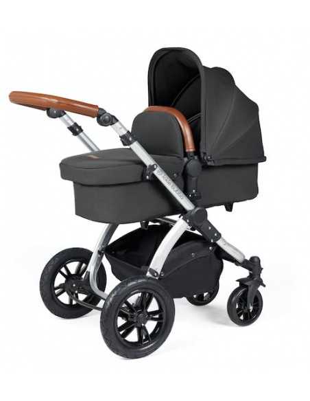 Ickle Bubba Stomp Luxe Silver Frame 2in1 Travel System-Charcoal Grey/Tan Handle Ickle Bubba