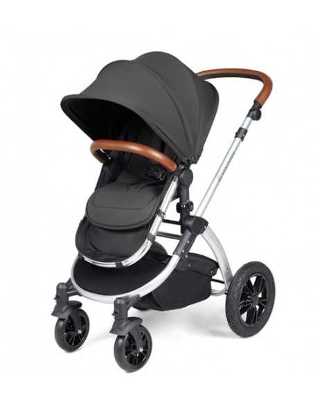 Ickle Bubba Stomp Luxe Silver Frame 2in1 Travel System-Charcoal Grey/Tan Handle Ickle Bubba