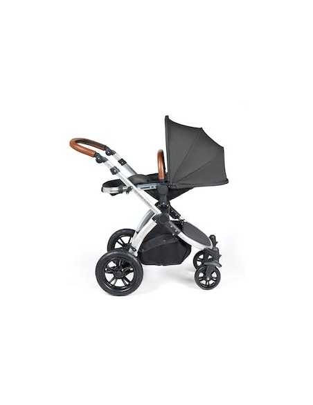 Ickle Bubba Stomp Luxe Silver Frame 2in1 Travel System-Charcoal Grey/Tan Handle Ickle Bubba