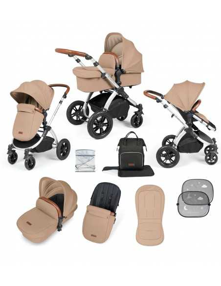 Ickle Bubba Stomp Luxe Silver Frame 2in1 Travel System-Dessert/Tan Handle Ickle Bubba