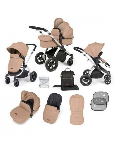 Ickle Bubba Stomp Luxe Silver Frame 2in1 Travel System-Dessert/Black Handle Ickle Bubba