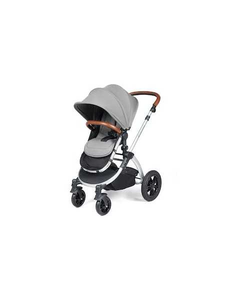 Ickle Bubba Stomp Luxe Silver Frame 2in1 Travel System-Pearl Grey/Tan Handle Ickle Bubba