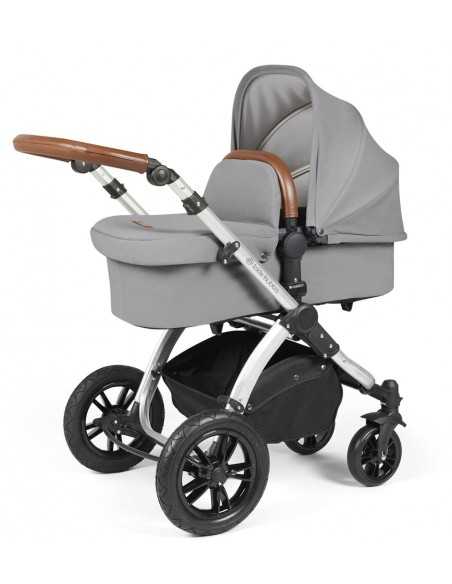 Ickle Bubba Stomp Luxe Silver Frame 2in1 Travel System-Pearl Grey/Tan Handle Ickle Bubba