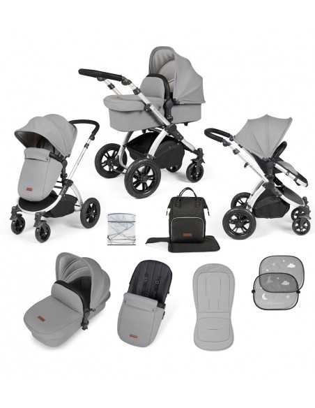 Ickle Bubba Stomp Luxe Silver Frame 2in1 Travel System-Pearl Grey/Black Handle Ickle Bubba