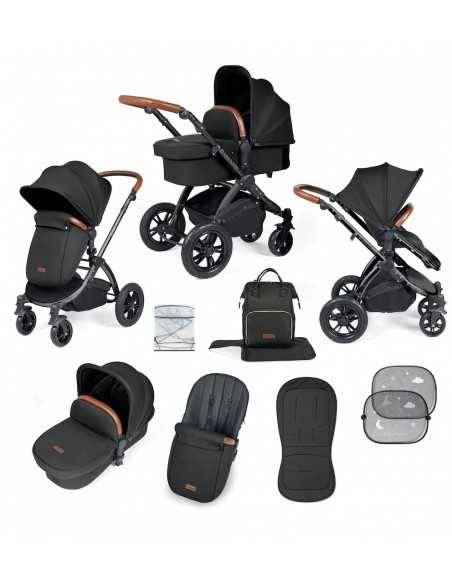 Ickle Bubba Stomp Luxe Bronze Frame 2in1 Travel System-Midnight/Tan Handle Ickle Bubba