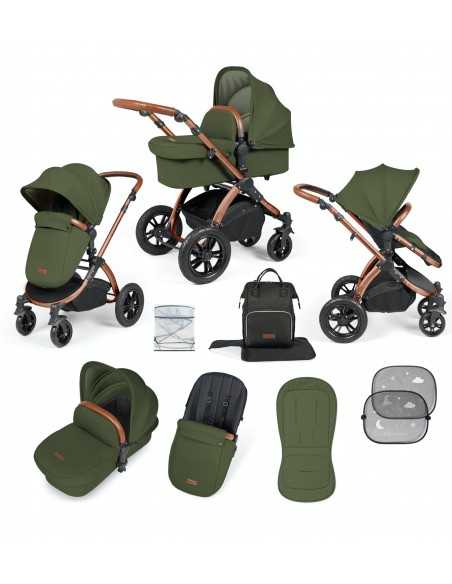 Ickle Bubba Stomp Luxe Bronze Frame 2in1 Travel System-Woodland/Tan Handle Ickle Bubba