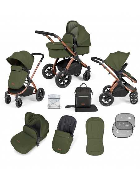 Ickle Bubba Stomp Luxe Bronze Frame 2in1 Travel System-Woodland/Black Handle Ickle Bubba