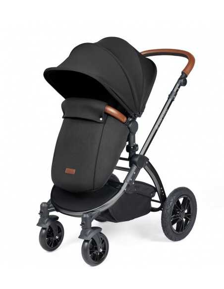 Ickle Bubba Stomp Luxe Black Frame 2in1 Travel System-Midnight/Tan Handle Ickle Bubba