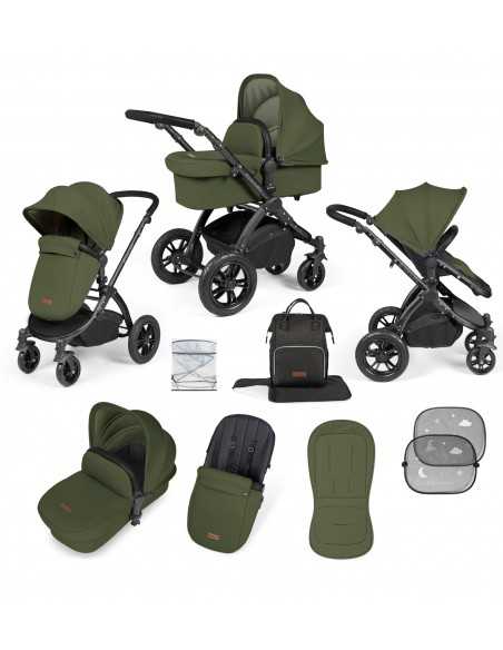 Ickle Bubba Stomp Luxe Black Frame 2in1 Travel System-Woodland/Black Handle Ickle Bubba