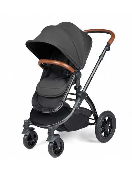 Ickle Bubba Stomp Luxe Black Frame 2in1 Travel System-Charcoal Grey/Tan Handle Ickle Bubba