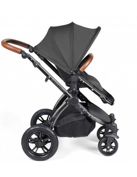 Ickle Bubba Stomp Luxe Black Frame 2in1 Travel System-Charcoal Grey/Tan Handle Ickle Bubba