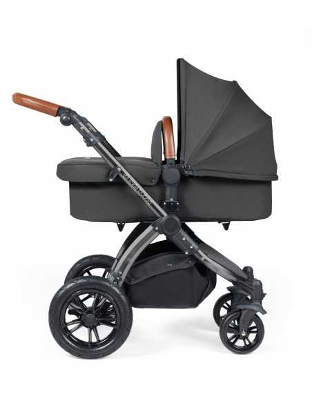 Ickle Bubba Stomp Luxe Black Frame 2in1 Travel System-Charcoal Grey/Tan Handle Ickle Bubba