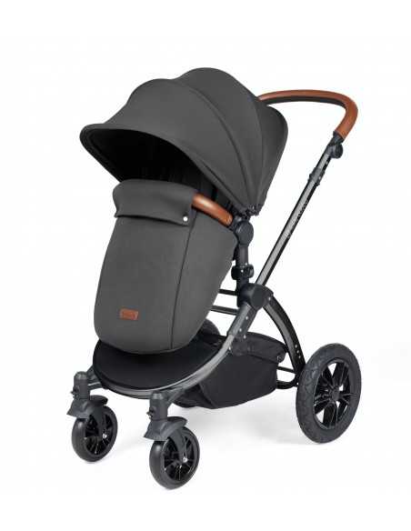 Ickle Bubba Stomp Luxe Black Frame 2in1 Travel System-Charcoal Grey/Tan Handle Ickle Bubba