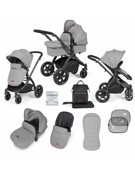 Ickle Bubba Stomp Luxe Black Frame 2in1 Travel System-Charcoal Grey/Black Handle Ickle Bubba