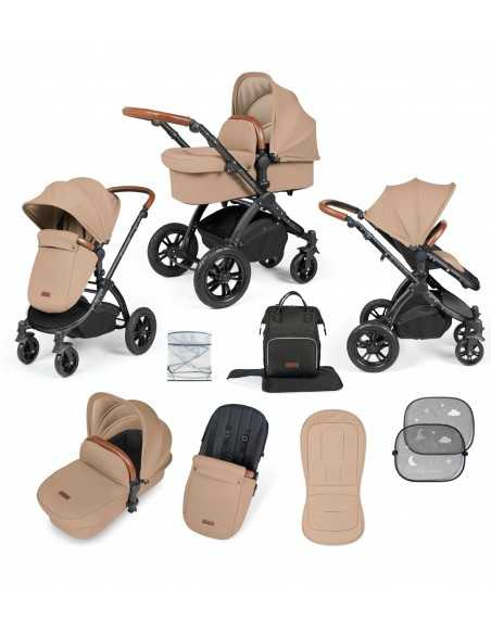 Ickle Bubba Stomp Luxe Black Frame 2in1 Travel System-Dessert/Tan Handle Ickle Bubba