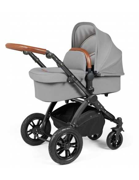 Ickle Bubba Stomp Luxe Black Frame 2in1 Travel System-Pearl Grey/Tan Handle Ickle Bubba