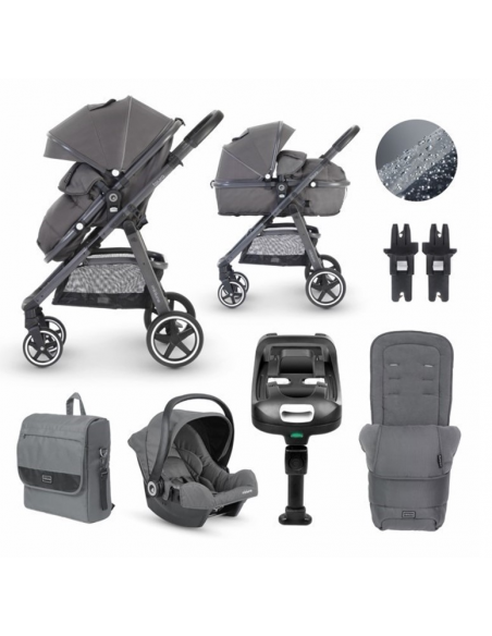 Miniuno Toura Travel System Special Edition-Gunmetal + FREE ISOFIX BASE Miniuno